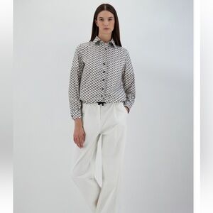 HERNO PRINTEX H SHIRT IN WHITE/BLUE Sz 42 US 8